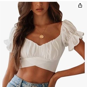 White crop top with bow